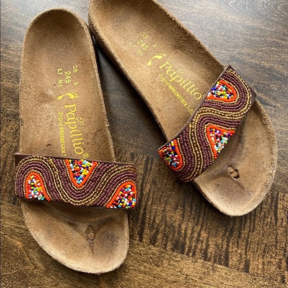 Papillio Birkenstock Custom Beaded Slide Size 38